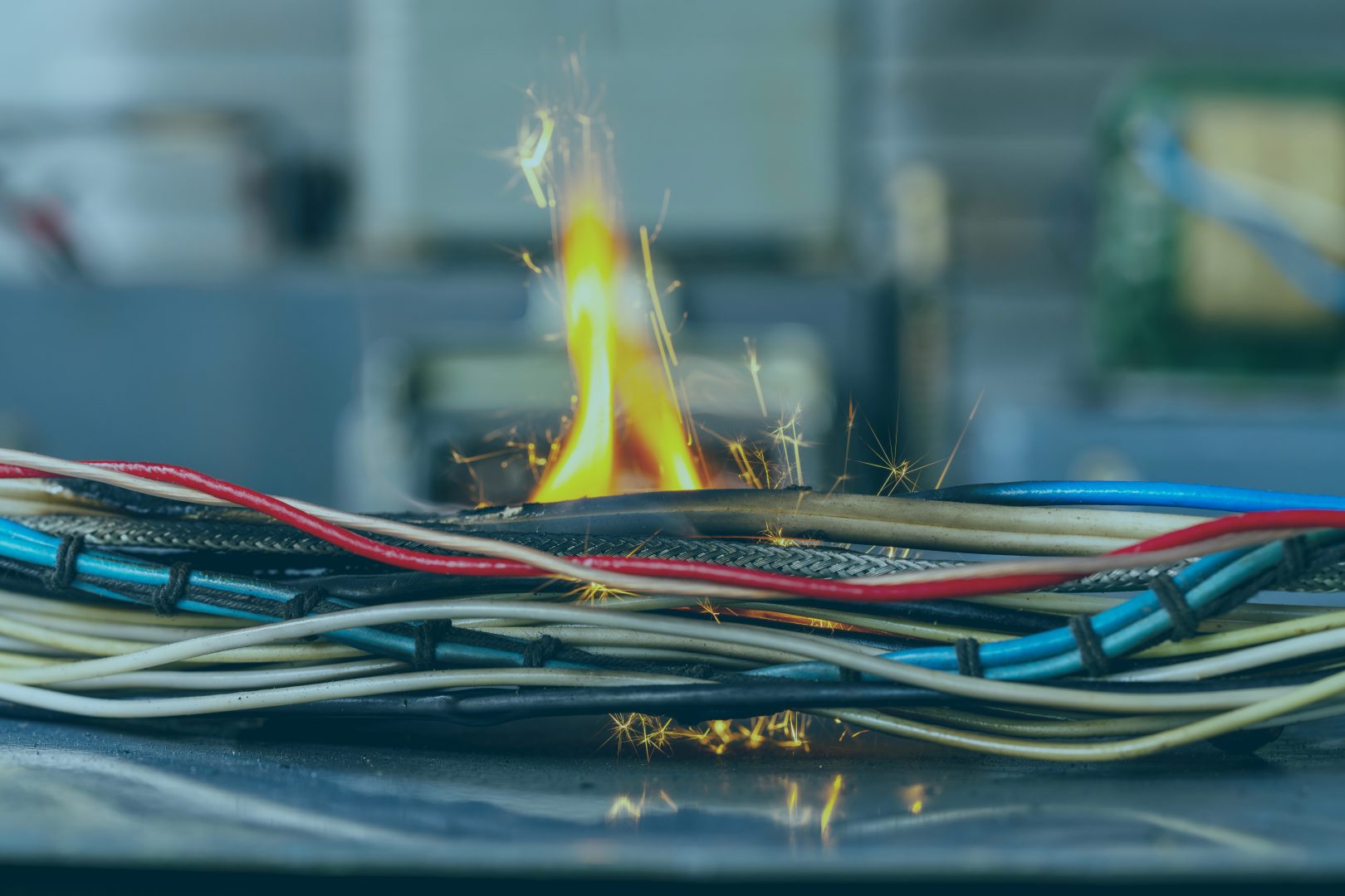 Kablar som brinner
